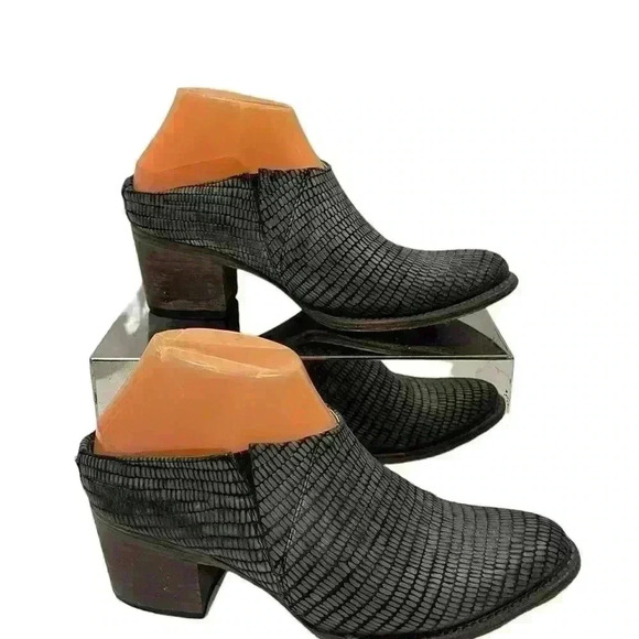 FREEBIRD BY STEVEN Shae Women’s Gray Silver Leather Lizard Clog Mules US 7 - Picture 3 of 12